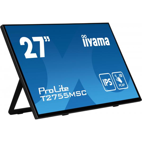 Iiyama ProLite T2755MSC-B1 Monitor PC 68,6 cm [27] 1920 x 1080 Pixel Full HD LED Touch screen Da tavolo Nero (27 IPS Bonded PCAP 10P, - 1920x1080,Flat Bezel Free - Glass Front, HDMI, DP, 360nit, USB Hub,Speakers,Bookstand - Warranty: 36M)Iiyama494857...