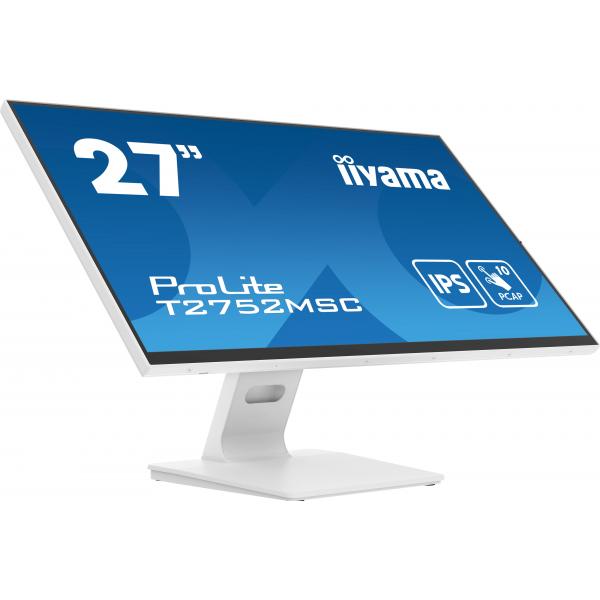 Iiyama ProLite T2752MSC-W1 Monitor PC 68,6 cm [27] 1920 x 1080 Pixel Full HD LED Touch screen Bianco (27 PROLITE T2752MSC-W1 Touch Monitor - 27 White LED Touchscreen Monitor Full HD DisplayPort USB and HDMI)Iiyama4948570123001T2752MSC-W1