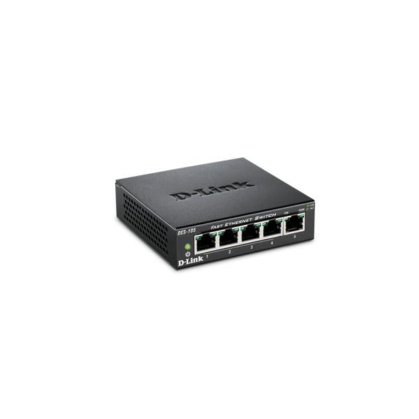 D-Link DES-105 switch di rete Non gestito Nero (D-Link DES 105 - Switch - 5 x 10/100 - desktop)D-linkDES-105