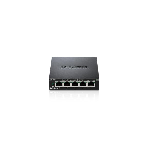 D-Link DES-105 switch di rete Non gestito Nero (D-Link DES 105 - Switch - 5 x 10/100 - desktop)D-linkDES-105