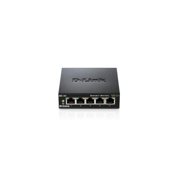 D-Link DGS-105 switch di rete Non gestito L2 Gigabit Ethernet [10/100/1000] Desktop Nero (D-Link DGS 105 - Switch - 5 x 10/100/1000 - desktop)D-linkDGS-105