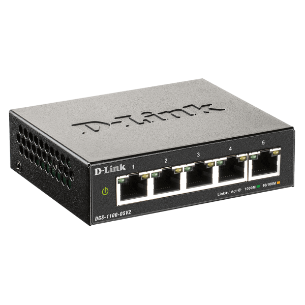 D-Link DGS-1100-05V2/E switch di rete Gestito L2 Gigabit Ethernet [10/100/1000] Nero (D-Link Switch DGS-1100-05V2 5xGBit Managed)D-linkDGS-1100-05V2/E