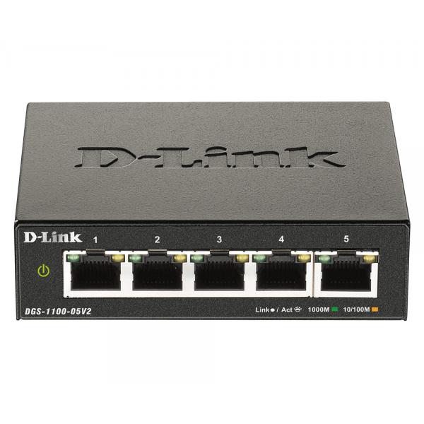 D-Link DGS-1100-05V2/E switch di rete Gestito L2 Gigabit Ethernet [10/100/1000] Nero (D-Link Switch DGS-1100-05V2 5xGBit Managed)D-linkDGS-1100-05V2/E