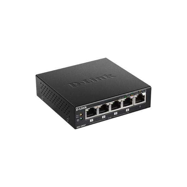 D-Link DGS-1005P Non gestito L2 Gigabit Ethernet [10/100/1000] Supporto Power over Ethernet [PoE] Nero (5-Port Desktop Gigabit PoE+ - Warranty: 24M)D-linkDGS-1005P/E