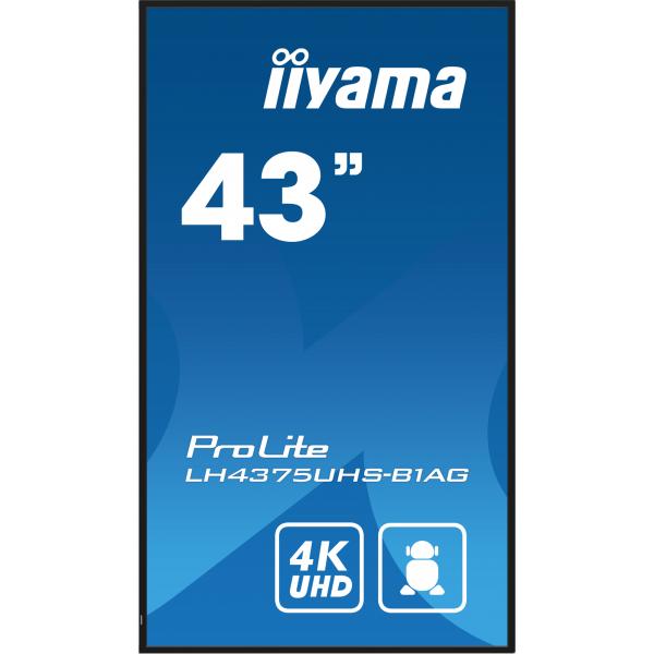 Iiyama ProLite Pannello piatto per segnaletica digitale 108 cm [42.5] LCD Wi-Fi 500 cd/m 4K Ultra HD Nero Processore integrato Android 11 24/7 (iiyama ProLite LH4375UHS-B1AG - 43 Categoria diagonale [42.5 visualizzabile] Display LCD retroilluminato a...