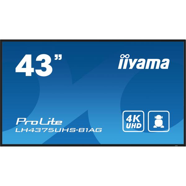 Iiyama ProLite Pannello piatto per segnaletica digitale 108 cm [42.5] LCD Wi-Fi 500 cd/m 4K Ultra HD Nero Processore integrato Android 11 24/7 (iiyama ProLite LH4375UHS-B1AG - 43 Categoria diagonale [42.5 visualizzabile] Display LCD retroilluminato a...