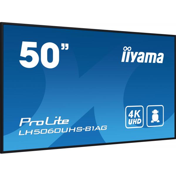 Iiyama LH5060UHS-B1AG visualizzatore di messaggi Pannello A digitale 125,7 cm [49.5] LED Wi-Fi 500 cd/m 4K Ultra HD Nero Processore integrato Android 11 24/7 (iiyama ProLite LH5060UHS-B1AG - 50 Categoria diagonale [49.5 visualizzabile] Display LCD re...