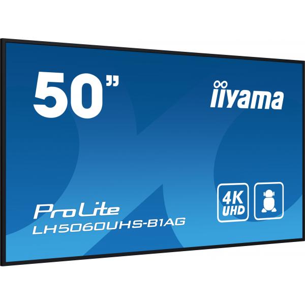 Iiyama LH5060UHS-B1AG visualizzatore di messaggi Pannello A digitale 125,7 cm [49.5] LED Wi-Fi 500 cd/m 4K Ultra HD Nero Processore integrato Android 11 24/7 (50 ProLite LH5060UHS-B1AG Commercial Display - 50 Black Large Format Display 4K UHD 500 cd/...