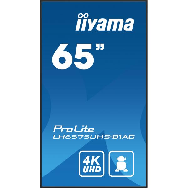 Iiyama ProLite Pannello piatto per segnaletica digitale 163,8 cm [64.5] LCD Wi-Fi 500 cd/m 4K Ultra HD Nero Processore integrato Android 11 24/7 (iiyama LH6575UHS-B1AG 65' Display Screen)Iiyama4948570123476LH6575UHS-B1AG