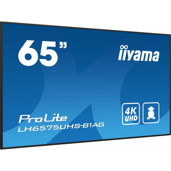 Iiyama ProLite Pannello piatto per segnaletica digitale 163,8 cm [64.5] LCD Wi-Fi 500 cd/m 4K Ultra HD Nero Processore integrato Android 11 24/7 (iiyama ProLite LH6575UHS-B1AG 65' IPS 4K UHD 24/7 Digital Signage Display with Android OS)Iiyama49485701...