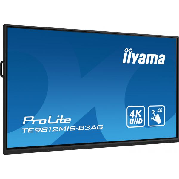 Iiyama TE9812MIS-B3AG visualizzatore di messaggi Design chiosco 2,48 m [97.5] LCD Wi-Fi 400 cd/m 4K Ultra HD Nero Touch screen Processore integrato Android 11 24/7 (iiyama TE9812MIS-B3AG 98' IR Touchscreen)Iiyama4948570123728TE9812MIS-B3AG