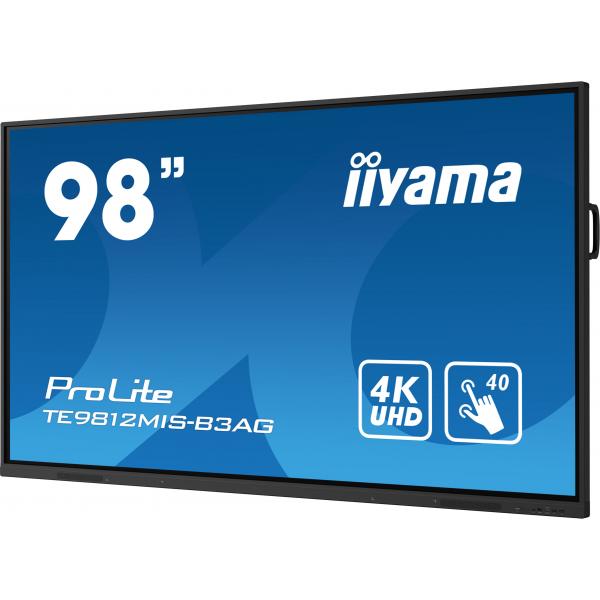 Iiyama TE9812MIS-B3AG visualizzatore di messaggi Design chiosco 2,48 m [97.5] LCD Wi-Fi 400 cd/m 4K Ultra HD Nero Touch screen Processore integrato Android 11 24/7 (iiyama TE9812MIS-B3AG 98' IR Touchscreen)Iiyama4948570123728TE9812MIS-B3AG