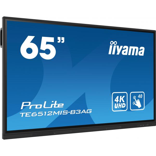 Iiyama TE6512MIS-B3AG visualizzatore di messaggi Design chiosco 165,1 cm [65] LCD Wi-Fi 400 cd/m 4K Ultra HD Nero Touch screen Processore integrato Android 11 24/7 (iiyama ProLite TE6512MIS-B3AG - 65 Categoria diagonale [64.5 visualizzabile] Display ...