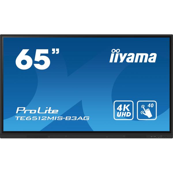 Iiyama TE6512MIS-B3AG visualizzatore di messaggi Design chiosco 165,1 cm [65] LCD Wi-Fi 400 cd/m 4K Ultra HD Nero Touch screen Processore integrato Android 11 24/7 (iiyama ProLite TE6512MIS-B3AG - 65 Categoria diagonale [64.5 visualizzabile] Display ...