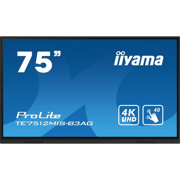 Iiyama TE7512MIS-B3AG visualizzatore di messaggi Design chiosco 190,5 cm [75] LCD Wi-Fi 400 cd/m 4K Ultra HD Nero Touch screen Processore integrato Android 11 24/7 (75 TE7512MIS-B3AG Interactive Display - 75 PureTouch IR Interactive Display 40pt Touc...