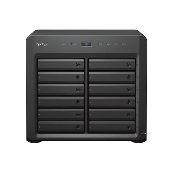 Synology DiskStation DS2422+ NAS Desktop Ryzen Embedded V1500B 4 GB DDR4 192 TB HDD DiskStation Manager Nero (Synology DiskStation DS2422+ 192TB [Synology HAT33]; 12 bay desktop; AMD Ryzen [3Years warranty])Synology5050914243166DS2422+/192TB-HAT33
