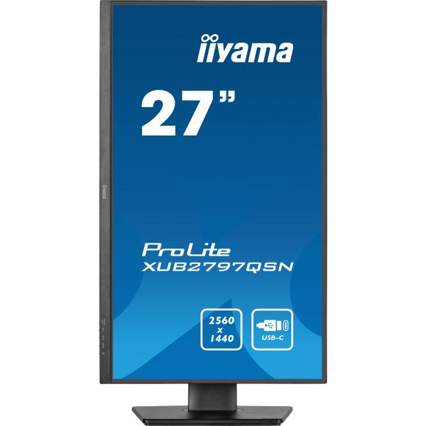 Iiyama ProLite XUB2797QSN-B1 Monitor PC 68,6 cm [27] 2560 x 1440 Pixel Wide Quad HD LED Nero (27 PROLITE XUB2797QSN-B1 Monitor - 27 Black LED Monitor WQHD Height Adjustable DisplayPort USB and HDMI)Iiyama4948570123285XUB2797QSN-B1