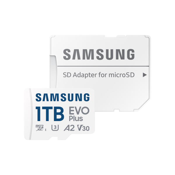 Samsung MB-MC1T0S 1 TB MicroSDXC UHS-I (Samsung EVO Plus MB-MC1T0SA - Flash memory card [microSDXC to SD adapter included] - 1 TB - A2 / Video Class V30 / UHS-I U3 / Class10 - microSDXC UHS-I)SamsungMB-MC1T0SA/EU
