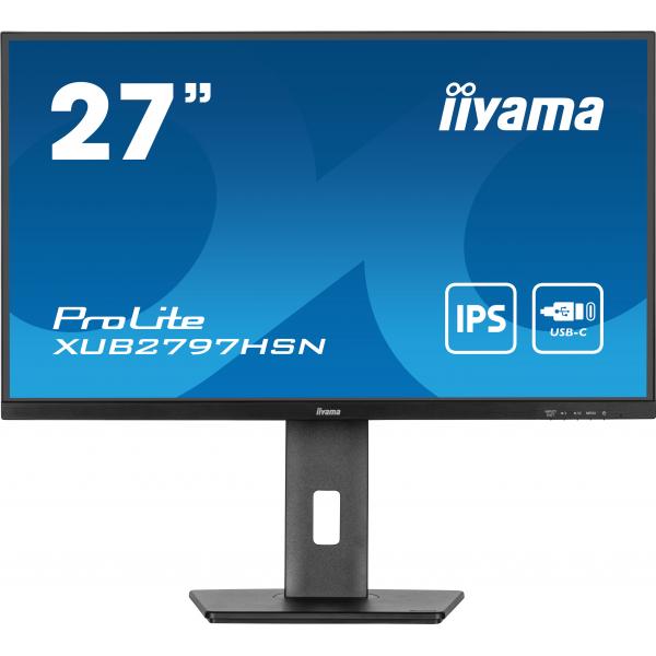 Iiyama ProLite XUB2797HSN-B1 Monitor PC 68,6 cm [27] 1920 x 1080 Pixel Full HD LED Nero (27 PROLITE XUB2797HSN-B1 Monitor - 27 Black LED Monitor Full HD Height Adjustable DisplayPort USB and HDMI)Iiyama4948570123247XUB2797HSN-B1