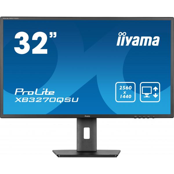 Iiyama ProLite XB3270QSU-B1 Monitor PC 80 cm [31.5] 2560 x 1440 Pixel Quad HD LED Nero (iiyama PROLITE XB3270QSU-B1 32 inch IPS Monitor, WQHD, 3ms, HDMI, DisplayPort, USB Hub, Freesync, 100Hz, Speakers, Black, Internal PSU, Height Adjustable, VESA)Ii...