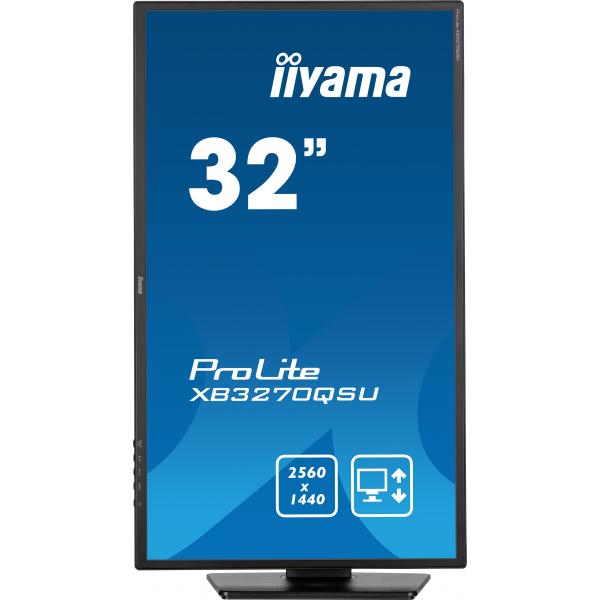 Iiyama ProLite XB3270QSU-B1 Monitor PC 80 cm [31.5] 2560 x 1440 Pixel Quad HD LED Nero (iiyama PROLITE XB3270QSU-B1 32 inch IPS Monitor, WQHD, 3ms, HDMI, DisplayPort, USB Hub, Freesync, 100Hz, Speakers, Black, Internal PSU, Height Adjustable, VESA)Ii...