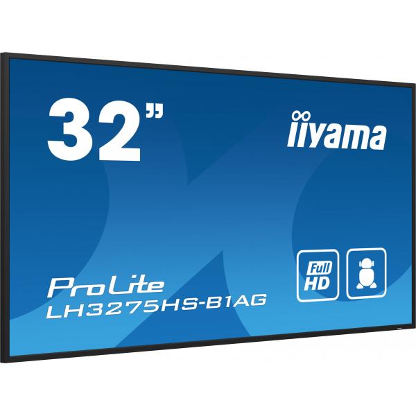 Iiyama LH3275HS-B1AG visualizzatore di messaggi Pannello piatto per segnaletica digitale 80 cm [31.5] LCD Wi-Fi 500 cd/m Full HD Nero Processore integrato Android 11 24/7 (iiyama ProLite Digital signage flat panel 81.3 cm [32'] LCD Wi-Fi 500 Full HD ...