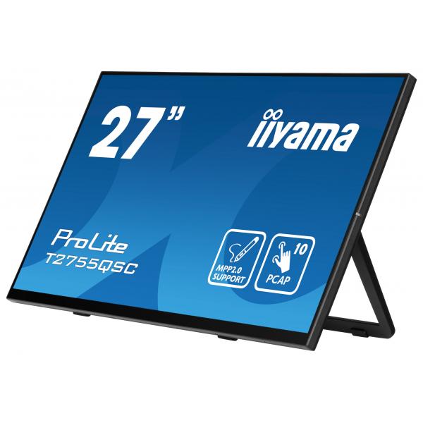 Iiyama ProLite T2755QSC-B1 Monitor PC 68,6 cm [27] 2560 x 1440 Pixel Quad HD LCD Touch screen Nero (iiyama ProLite T2755QSC-B1 - Monitor a LED - 27 - touchscreen - 2560 x 1440 WQHD @ 75 Hz - IPS - 400 cd/m - 1000:1 - 5 ms - HDMI, DisplayPort - altopa...