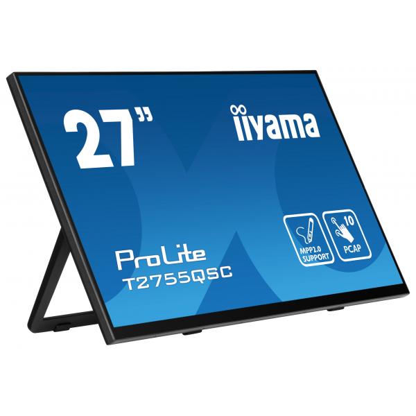 Iiyama ProLite T2755QSC-B1 Monitor PC 68,6 cm [27] 2560 x 1440 Pixel Quad HD LCD Touch screen Nero (iiyama ProLite T2755QSC-B1 - Monitor a LED - 27 - touchscreen - 2560 x 1440 WQHD @ 75 Hz - IPS - 400 cd/m - 1000:1 - 5 ms - HDMI, DisplayPort - altopa...