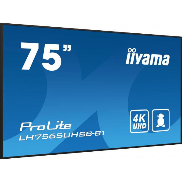 Iiyama LH7565UHSB-B1 visualizzatore di messaggi Design chiosco 189,2 cm [74.5] LED Wi-Fi 800 cd/m 4K Ultra HD Nero Processore integrato Android 11 24/7 (iiyama LH7565UHSB-B1 Signage Display Kiosk design 189.2 cm [74.5'] LED Wi-Fi 800 4K Ultra HD Blac...