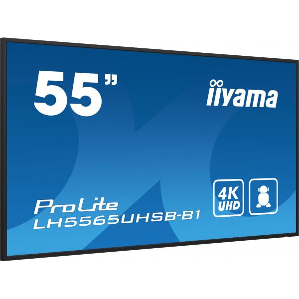 Iiyama LH5565UHSB-B1 visualizzatore di messaggi Design chiosco 138,7 cm [54.6] LED Wi-Fi 800 cd/m 4K Ultra HD Nero Processore integrato Android 11 24/7 (55 ProLite LH5565UHSB-B1 Commercial Display - 55 Black Large Format Display 4K 800cd/m2 24/7 2x H...