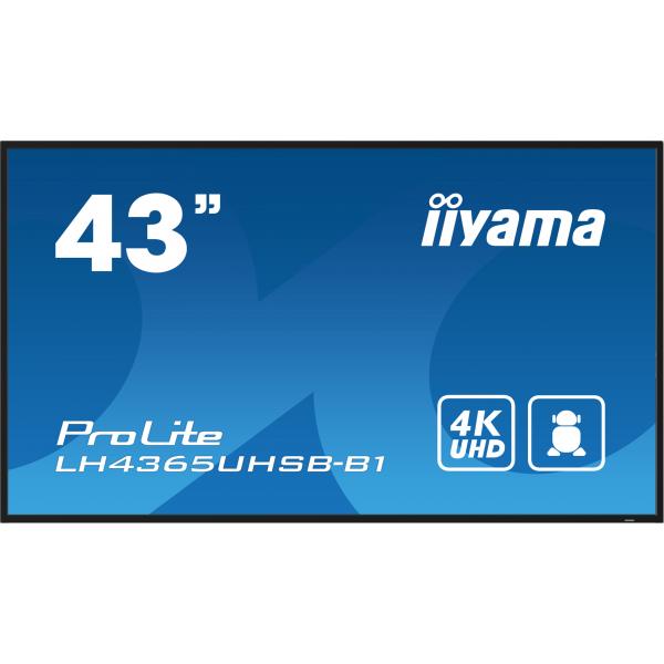 Iiyama LH4365UHSB-B1 visualizzatore di messaggi Design chiosco 108 cm [42.5] LED Wi-Fi 800 cd/m 4K Ultra HD Nero Processore integrato Android 11 24/7 (43 PROLITE LH4365UHSB-B1 Commercial Display - 43 Black Large Format Display 4K 800cd/m2 24/7 2x HDM...