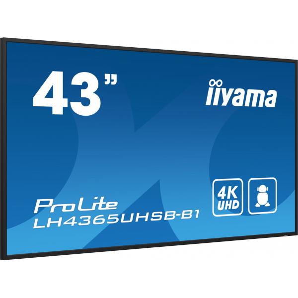 Iiyama LH4365UHSB-B1 visualizzatore di messaggi Design chiosco 108 cm [42.5] LED Wi-Fi 800 cd/m 4K Ultra HD Nero Processore integrato Android 11 24/7 (43 PROLITE LH4365UHSB-B1 Commercial Display - 43 Black Large Format Display 4K 800cd/m2 24/7 2x HDM...