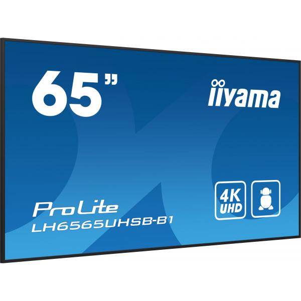 Iiyama LH6565UHSB-B1 visualizzatore di messaggi Design chiosco 163,8 cm [64.5] LED Wi-Fi 800 cd/m 4K Ultra HD Nero Processore integrato Android 11 24/7 (65 PROLITE LH6565UHSB-B1 Commercial Display - 65 Black 4K UHD 800cd/m 24/7 2 x HDMI)Iiyama4948570...