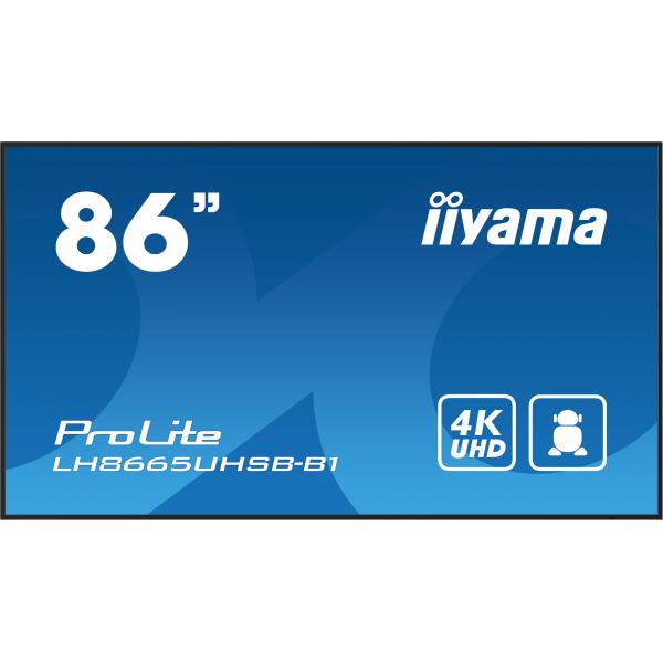 Iiyama LH8665UHSB-B1 visualizzatore di messaggi Design chiosco 2,18 m [86] LED Wi-Fi 800 cd/m 4K Ultra HD Nero Processore integrato Android 11 24/7 (iiyama LH8665UHSB-B1 Signage Display Kiosk design 2.18 m [)Iiyama4948570123605LH8665UHSB-B1
