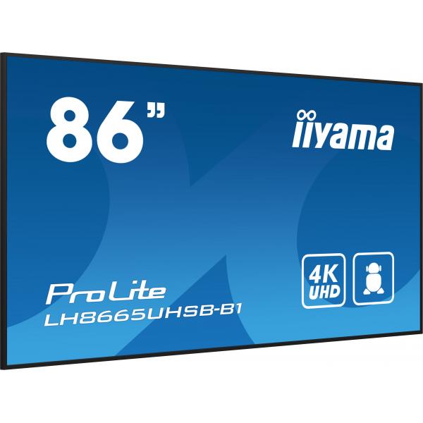 Iiyama LH8665UHSB-B1 visualizzatore di messaggi Design chiosco 2,18 m [86] LED Wi-Fi 800 cd/m 4K Ultra HD Nero Processore integrato Android 11 24/7 (iiyama LH8665UHSB-B1 Signage Display Kiosk design 2.18 m [)Iiyama4948570123605LH8665UHSB-B1