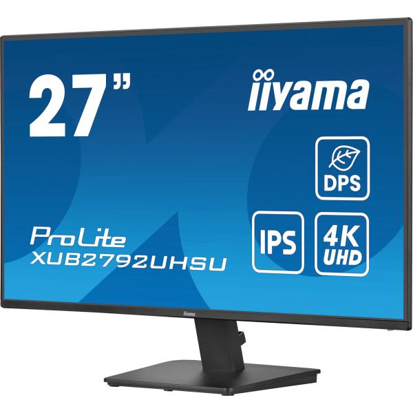 Iiyama ProLite XU2792UHSU-B6 Monitor PC 68,6 cm [27] 3840 x 2160 Pixel 4K Ultra HD LED Nero (iiyama ProLite XU2792UHSU-B6 - Monitor a LED - 27 - 3840 x 2160 4K @ 60 Hz - IPS - 350 cd/m? - 1300:1 - 4 ms - HDMI, DisplayPort, USB-C - altoparlanti - nero...