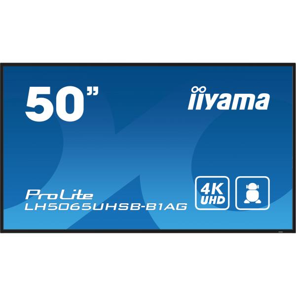 Iiyama LH5065UHSB-B1AG visualizzatore di messaggi Pannello piatto per segnaletica digitale 125,7 cm [49.5] LCD Wi-Fi 800 cd/m 4K Ultra HD Nero Processore integrato Android 11 24/7 (iiyama LH5065UHSB-B1AG Signage Display Digital signage flat panel 125...