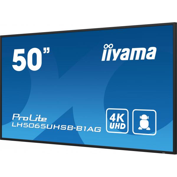 Iiyama LH5065UHSB-B1AG visualizzatore di messaggi Pannello piatto per segnaletica digitale 125,7 cm [49.5] LCD Wi-Fi 800 cd/m 4K Ultra HD Nero Processore integrato Android 11 24/7 (iiyama LH5065UHSB-B1AG Signage Display Digital signage flat panel 125...
