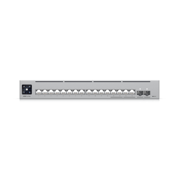 Ubiquiti Pro Max 16 L3 2.5G Ethernet [100/1000/2500] 1U Grigio (Ubiquiti Switch UniFi 12xRJ45 GBit/4xRJ45 2.5G/2xSFP+ Managed Max optional 19 Rack-Mountable, 1,3 Touchscreen)UbiquitiUSW-PRO-MAX-16