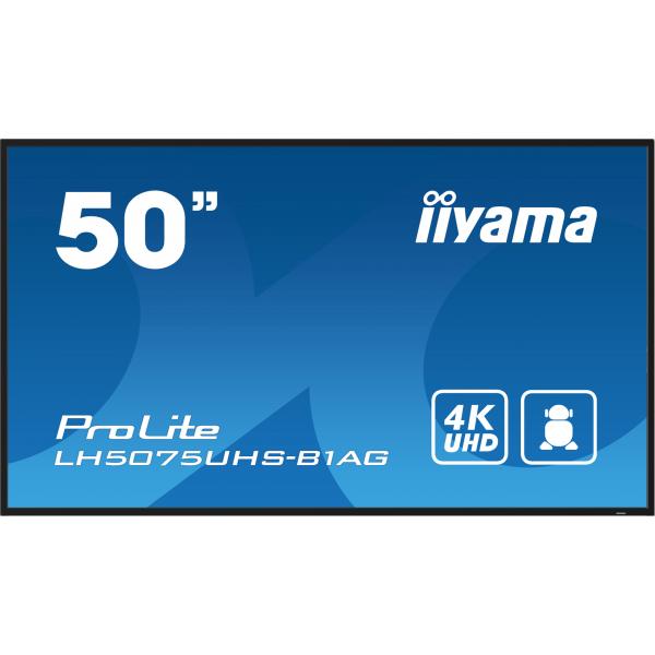Iiyama LH5075UHS-B1AG visualizzatore di messaggi Pannello piatto per segnaletica digitale 125,7 cm [49.5] LCD Wi-Fi 500 cd/m 4K Ultra HD Nero Processore integrato Android 11 24/7 (iiyama ProLite LH5075UHS-B1AG - 50 Categoria diagonale [49.5 visualizz...
