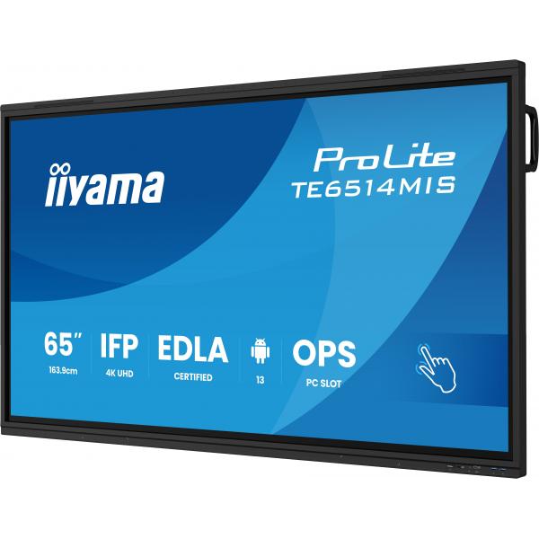 Iiyama PROLITE TE6514MIS-B2AG Pannello piatto per segnaletica digitale 165,1 cm [65] LCD Wi-Fi 435 cd/m 4K Ultra HD Nero Touch screen Processore integrato Android 24/7 (iiyama PROLITE TE6514MIS-B2AG Digital signage flat panel 165.1 cm [65'] LCD Wi-Fi...