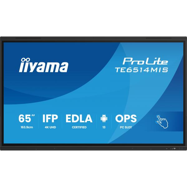 Iiyama PROLITE TE6514MIS-B2AG Pannello piatto per segnaletica digitale 165,1 cm [65] LCD Wi-Fi 435 cd/m 4K Ultra HD Nero Touch screen Processore integrato Android 24/7 (iiyama PROLITE TE6514MIS-B2AG Digital signage flat panel 165.1 cm [65'] LCD Wi-Fi...