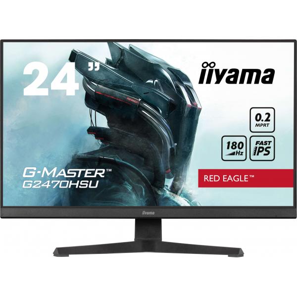 Iiyama G-MASTER G2470HSU-B6 Monitor PC 60,5 cm [23.8] 1920 x 1080 Pixel Full HD LCD Nero (iiyama G-Master Red Eagle 24 Inch Gaming Monitor G2470HSU-B6, Full HD, 180Hz, 0.2ms, FreeSync, HDMI, Display Port, USB Hub, Speakers, Height Adjustable, Pivot, ...