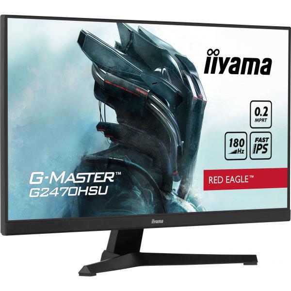 Iiyama G-MASTER G2470HSU-B6 Monitor PC 60,5 cm [23.8] 1920 x 1080 Pixel Full HD LCD Nero (iiyama G-Master Red Eagle 24 Inch Gaming Monitor G2470HSU-B6, Full HD, 180Hz, 0.2ms, FreeSync, HDMI, Display Port, USB Hub, Speakers, Height Adjustable, Pivot, ...