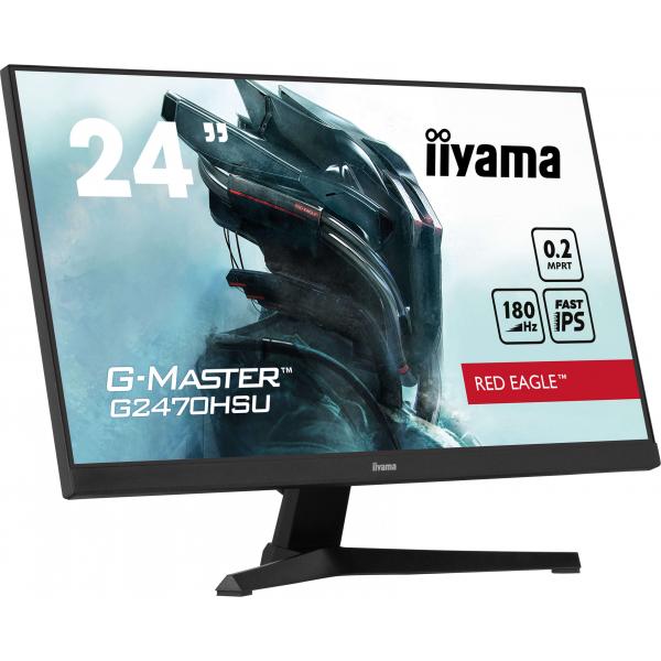 Iiyama G-MASTER G2470HSU-B6 Monitor PC 60,5 cm [23.8] 1920 x 1080 Pixel Full HD LCD Nero (iiyama G-Master Red Eagle 24 Inch Gaming Monitor G2470HSU-B6, Full HD, 180Hz, 0.2ms, FreeSync, HDMI, Display Port, USB Hub, Speakers, Height Adjustable, Pivot, ...