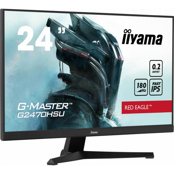 Iiyama G-MASTER G2470HSU-B6 Monitor PC 60,5 cm [23.8] 1920 x 1080 Pixel Full HD LCD Nero (iiyama G-Master Red Eagle 24 Inch Gaming Monitor G2470HSU-B6, Full HD, 180Hz, 0.2ms, FreeSync, HDMI, Display Port, USB Hub, Speakers, Height Adjustable, Pivot, ...