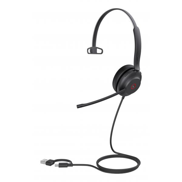 Yealink UH37 Mono UC Auricolare Cablato A Padiglione Ufficio USB Type-C / USB Type-A Nero (UH37 Mono - Headset - on-ear - Warranty: 36M)Yealink1308143