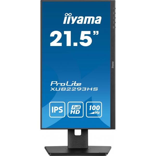 Iiyama ProLite XUB2293HS-B6 Monitor PC 54,6 cm [21.5] 1920 x 1080 Pixel Full HD LED Nero (iiyama PROLITE XUB2293HS-B6 22 inch IPS Monitor, Full HD, 1ms, HDMI, DisplayPort, Freesync, 100Hz, Speakers, Black, Internal PSU, Height Adjust, Pivot, ACR, VES...