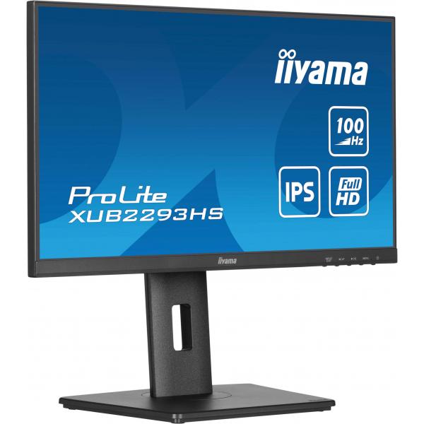Iiyama ProLite XUB2293HS-B6 Monitor PC 54,6 cm [21.5] 1920 x 1080 Pixel Full HD LED Nero (iiyama PROLITE XUB2293HS-B6 22 inch IPS Monitor, Full HD, 1ms, HDMI, DisplayPort, Freesync, 100Hz, Speakers, Black, Internal PSU, Height Adjust, Pivot, ACR, VES...