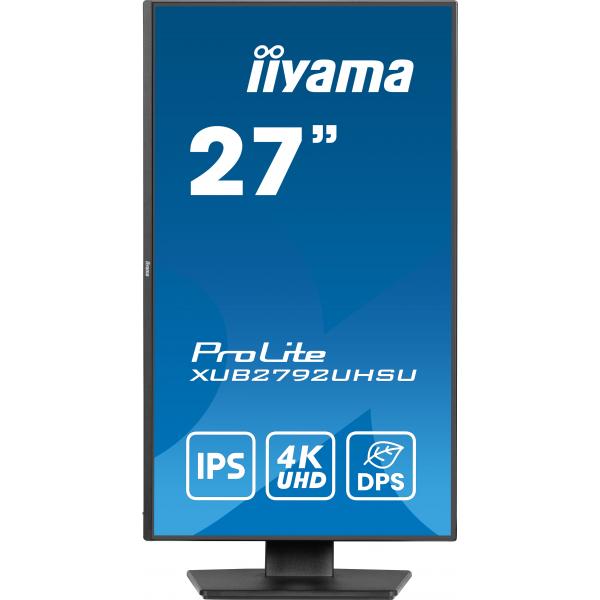 Iiyama ProLite XUB2792UHSU-B6 Monitor PC 68,6 cm [27] 3840 x 2160 Pixel 4K Ultra HD LED Nero (iiyama ProLite XUB2792UHSU-B6 - Monitor a LED - 27 - 3840 x 2160 4K @ 60 Hz - IPS - 350 cd/m? - 1300:1 - 4 ms - HDMI, DisplayPort, USB-C - altoparlanti - ne...